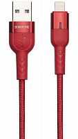 Кабель USB - Apple 8 pin Borofone BU17 Starlight, 1.2м, круглый, 2.4A, нейлон, LED красный