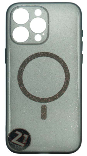 Силиконовый чехол для Apple iPhone 15 Pro Max magsafe с блестками черный