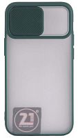Силиконовый чехол для Apple iPhone 12 mini с защитой камеры хром зеленый