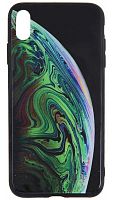 Силиконовый чехол для Apple iPhone XS Max стеклянный планеты зеленый