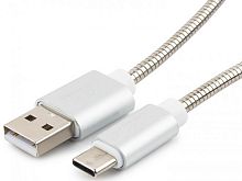 Кабель USB 2.0 Cablexpert CC-G-USBC02S-1M, AM/Type-C, серия Gold, длина 1м, серебро, блистер