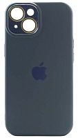 Силиконовый чехол для Apple iPhone 15 с закрытой камерой темно-синий