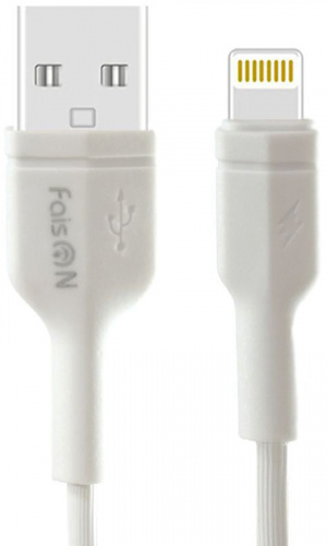 Кабель USB - 8 pin FaisON BX1 EZSync, 1.0м, круглый, 2.1A, силикон белый