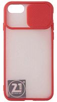 Силиконовый чехол для Apple iPhone 7/8 с защитой камеры хром красный
