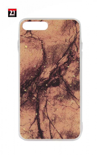 Силиконовый чехол Lovebay для Apple iPhone 7 Plus/8 Plus мраморный коричневый с золотой фольгой
