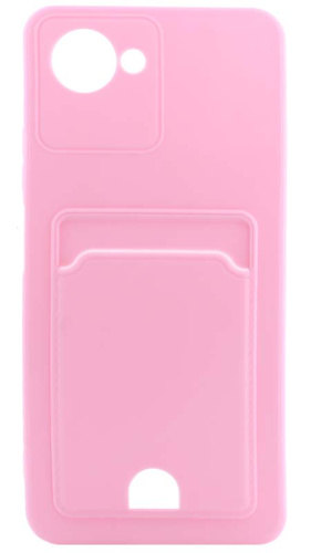 Силиконовый чехол для Realme C30 с кардхолдером розовый