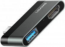 Адаптер Type-C - USB - HDMI Usams US-SJ462 серый