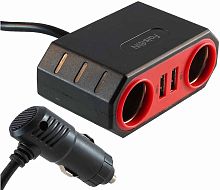 Разветвитель прикуривателя FaisON LS-87 Both на 2 прикуривателя 2 USB DC 12V/24V чёрный, красный