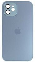 Силиконовый чехол для Apple iPhone 12 матовое стекло с линзами голубой