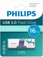 16GB флэш драйв Philips CITI3.0, USB 3.0, пластик, белый, синий