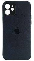 Силиконовый чехол для Apple iPhone 12 кожа с лого синий