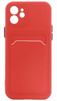 Силиконовый чехол для Apple iPhone 12 с кардхолдером красный