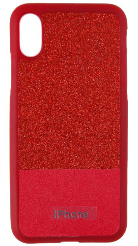 Силиконовый чехол для Apple iPhone X/XS кожа с блеском красный