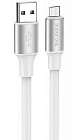 Кабель USB - микро USB Borofone BX82 Bountiful 1.0м круглый 2.4A силикон белый