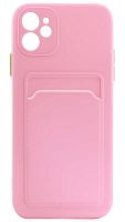 Силиконовый чехол для Apple iPhone 11 с кардхолдером розовый