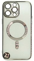 Силиконовый чехол Anyland для Apple iPhone 14 Pro Max magsafe серебро
