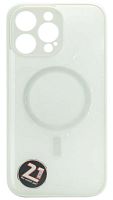 Силиконовый чехол для Apple iPhone 14 Pro Max MagSafe с окантовкой и защитой камеры белый