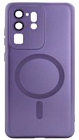 Силиконовый чехол для Samsung Galaxy S20 Ultra MagSafe матовый с линзами фиолетовый