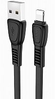 Кабель USB - Apple 8 pin HOCO Noah X40 1.0м плоский 2.4A силикон черный