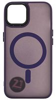 Силиконовый чехол MagSafe для Apple iPhone 13/14 матовый фиолетовый