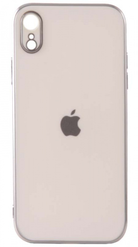 Силиконовый чехол для Apple iPhone XR яблоко глянцевый белый