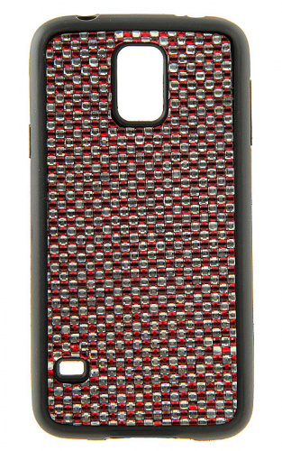 Силиконовый чехол Creative Case для Samsung GT-I9600/SM-G900F Galaxy S V (с красно-белыми стразами)