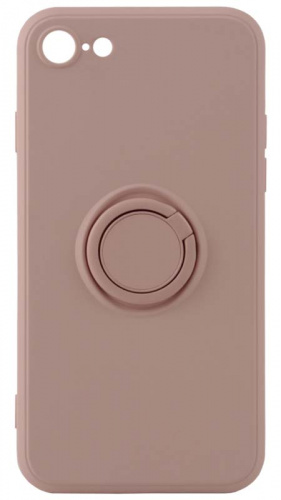 Силиконовый чехол для Apple iPhone 7/8 матовый с кольцом бледно-розовый