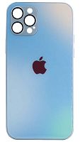 Силиконовый чехол для Apple iPhone 12 Pro стекло градиентное голубой