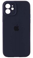 Силиконовый чехол Soft Touch для Apple iPhone 12 с защитой камеры лого темно-синий