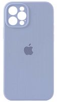 Силиконовый чехол Soft Touch для Apple iPhone 12 Pro с защитой камеры лого светло-голубой