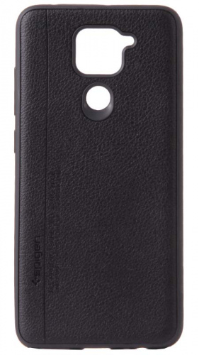 Силиконовый чехол для Xiaomi Redmi Note 9 Spigen кожа черный