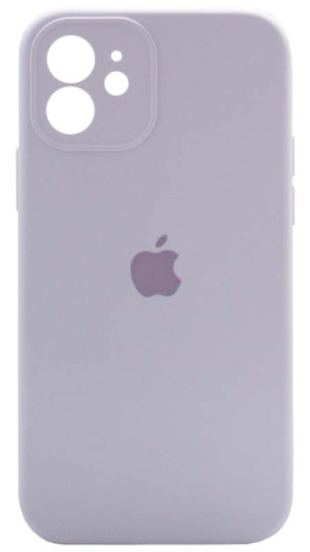 Силиконовый чехол Soft Touch для Apple iPhone 12 с защитой камеры лого фиалковый