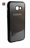 Силиконовый чехол для Samsung Galaxy A520/A5 (2017) зеркальный с надписью модели чёрный