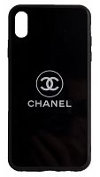 Силиконовый чехол для Apple iPhone XS Max стеклянный Chanel черный