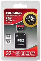 32GB карта памяти Oltramax microSDHC Class 10 UHS-1 Elite с адаптером SD 45 MB/s
