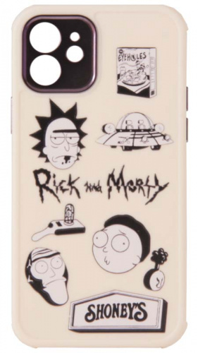 Силиконовый чехол для Apple iPhone 12 с защитой камеры Rick & Morty Retro