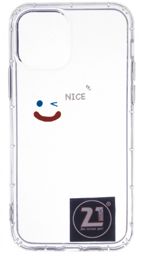 Силиконовый чехол для Apple iPhone 12/12 Pro прозрачный nice смайл