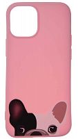 Силиконовый чехол для Apple iPhone 12 mini Pets Мопс розовый