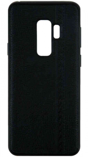 Силиконовый чехол для Samsung Galaxy S9 Plus/G965 кожа с графичной прострочкой черный
