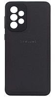 Силиконовый чехол для Samsung Galaxy A33/A335 с защитой камеры кожа с лого черный