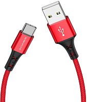 Кабель USB - Type-C Borofone BX20 Enjoy, 1.0м, круглый, 3.0A, нейлон красный