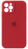 Силиконовый чехол Soft Touch для Apple iPhone 12 Pro с защитой камеры лого красный
