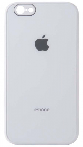 Силиконовый чехол для Apple iPhone 6/6S стеклянный с защитой камеры бледно-голубой