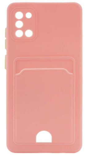 Силиконовый чехол для Samsung Galaxy A31/A315 с кардхолдером розовый