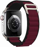 Ремешок на руку для Apple Watch 38-40-41mm Loop текстильный бордо/черный