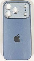 Силиконовый чехол для Apple iPhone 17 Pro стеклянный с защитой камеры голубой