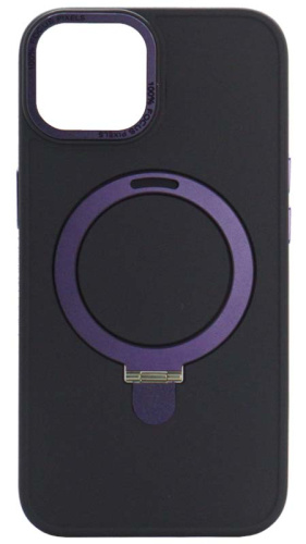 Силиконовый чехол для Apple iPhone 14 MagSafe с подставкой фиолетовый