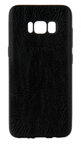 Силиконовый чехол для Samsung Galaxy S8/G950 кожа с логотипом черный