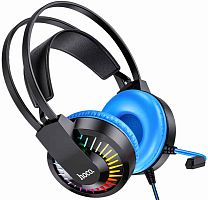 Наушники полноразмерные HOCO W105 Joyful gaming подсветка микрофон AUX 2.0м синий