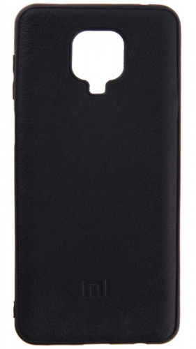 Силиконовый чехол для Xiaomi Redmi Note 9S/Note 9 Pro эко кожа черный